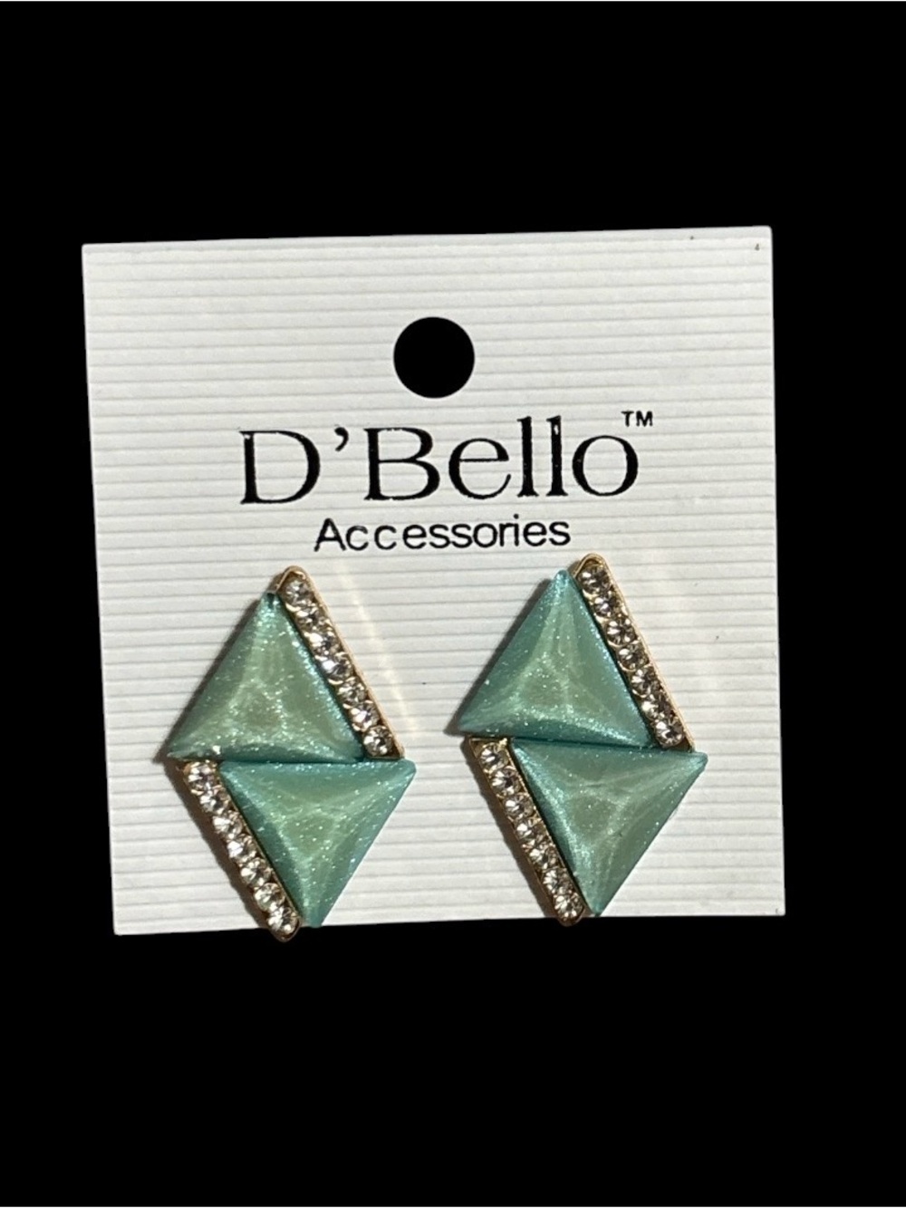 Mint Triangle Crystal-Trim Stud Earrings